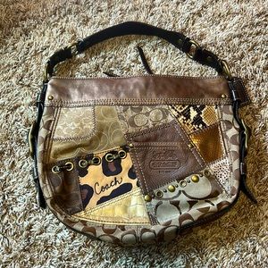 Vintage Coach Zoe Brown Metallic Patchwork Bag